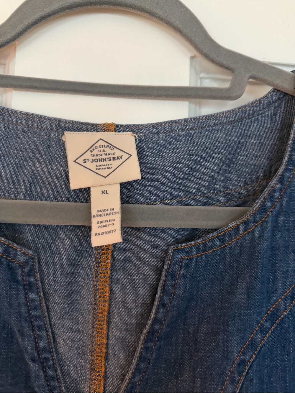 St. John's Bay Blue Denim Tunic with Contrast Stitching - Picture 2 of 3